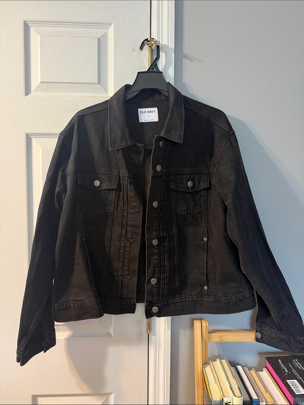Old Navy Black Denim Jacket with Button Front
